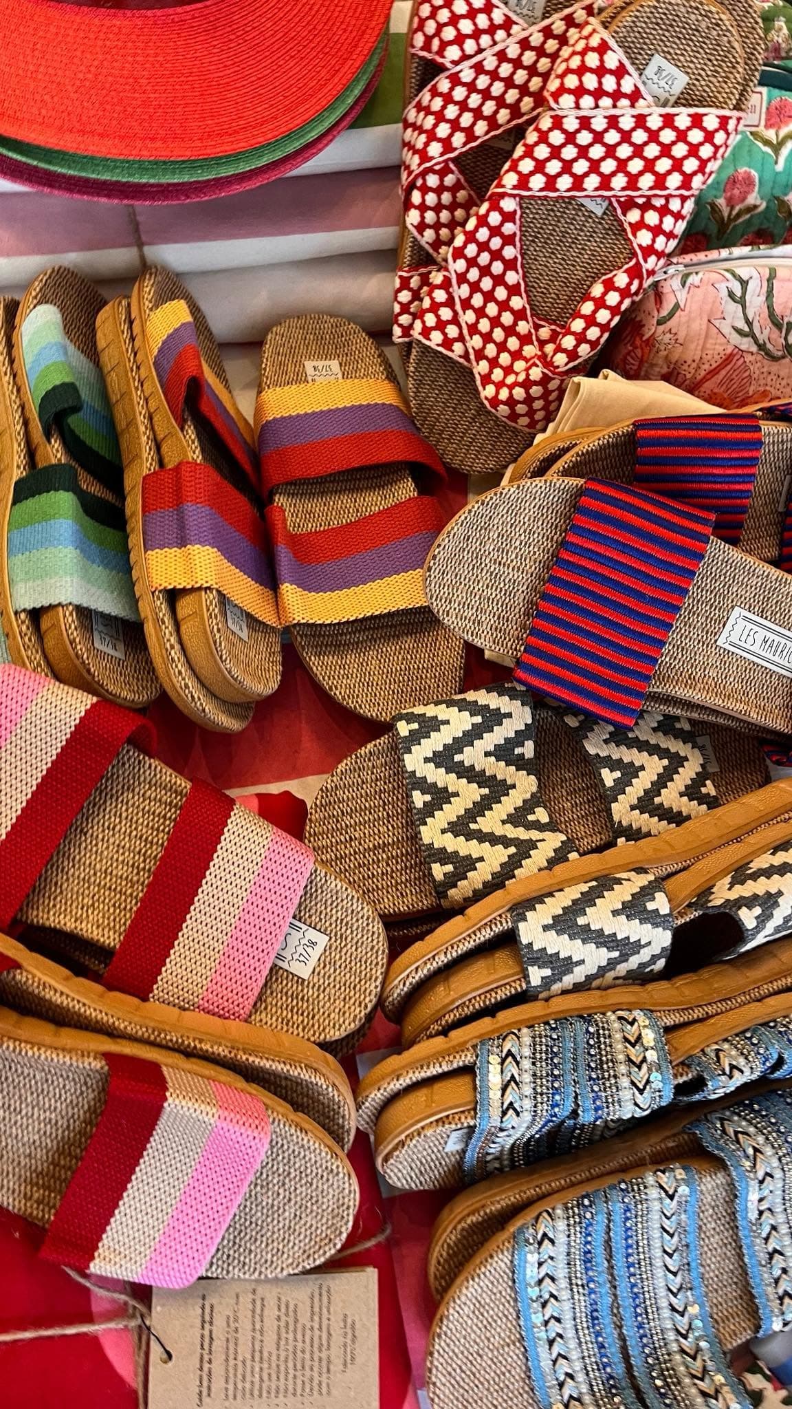 A colourful collection of woven shoes