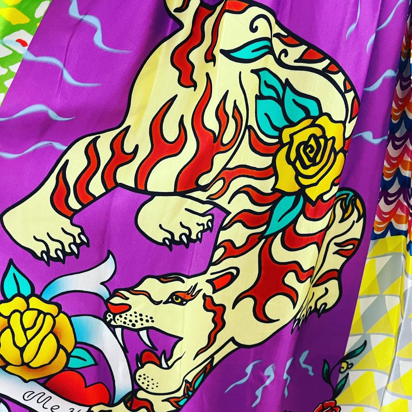 A vivid illustrated textile