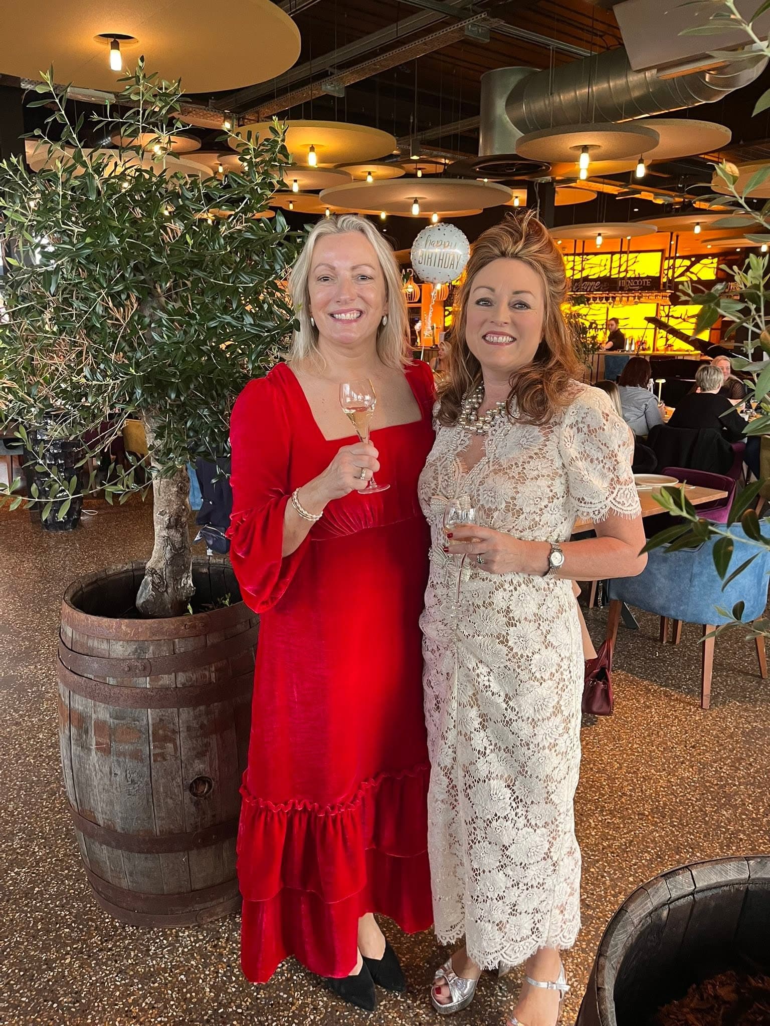 Lucy and a friend celebrating together